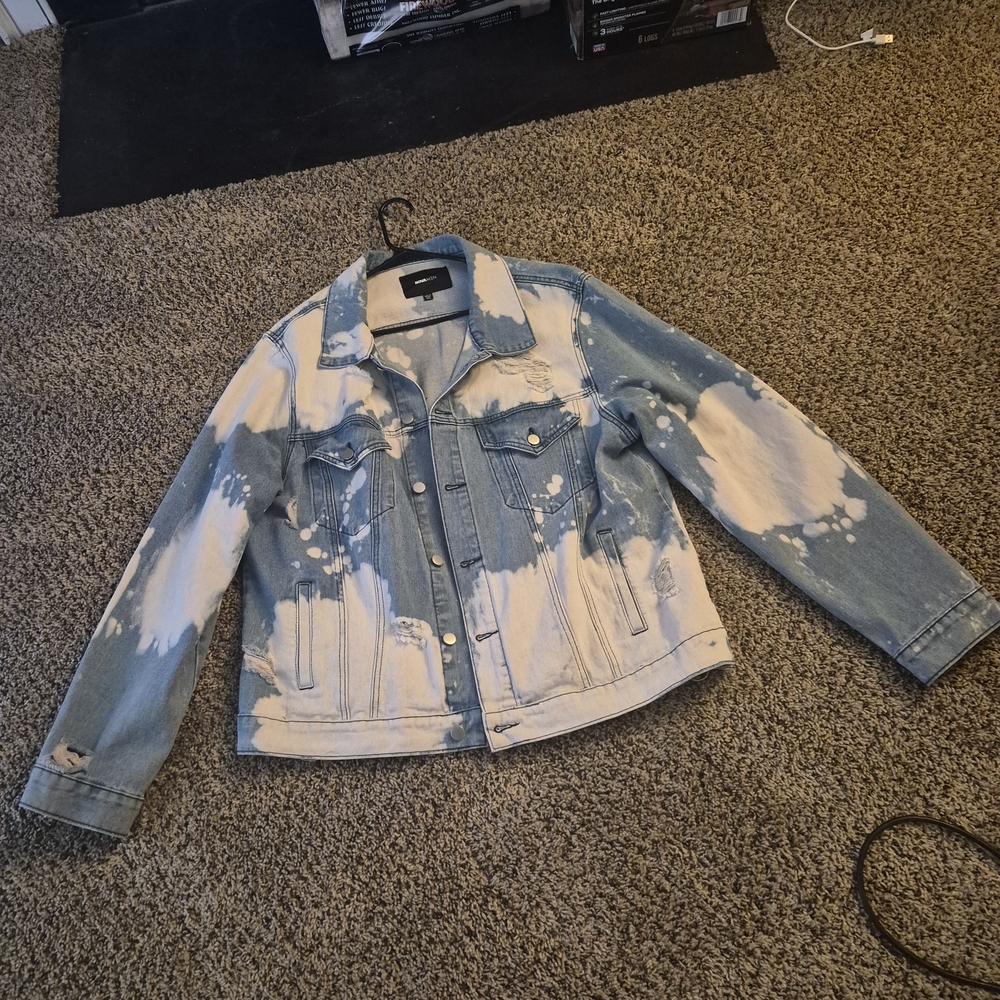 Fashion Nova Blue and White Denim Jacket